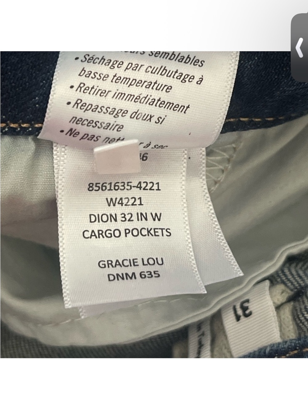 Paige Dark Denim Cargo Jeans Gracie Lou High Waisted Size 31 - Picture 12 of 14